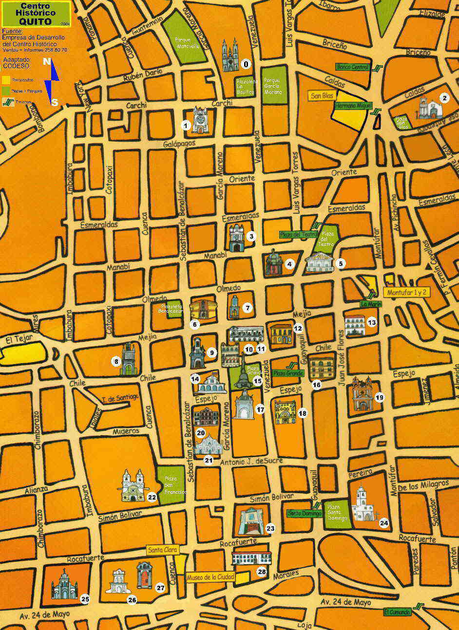 Centro Histórico de Quito Historisches Zentrum Quito Historic Center Stadtplan Mapa 